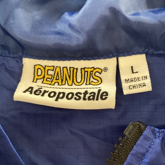 Peanuts x Aeropostale authentic collab mktg sample womens L Varsity Blue Nylon - Picture 4 of 13